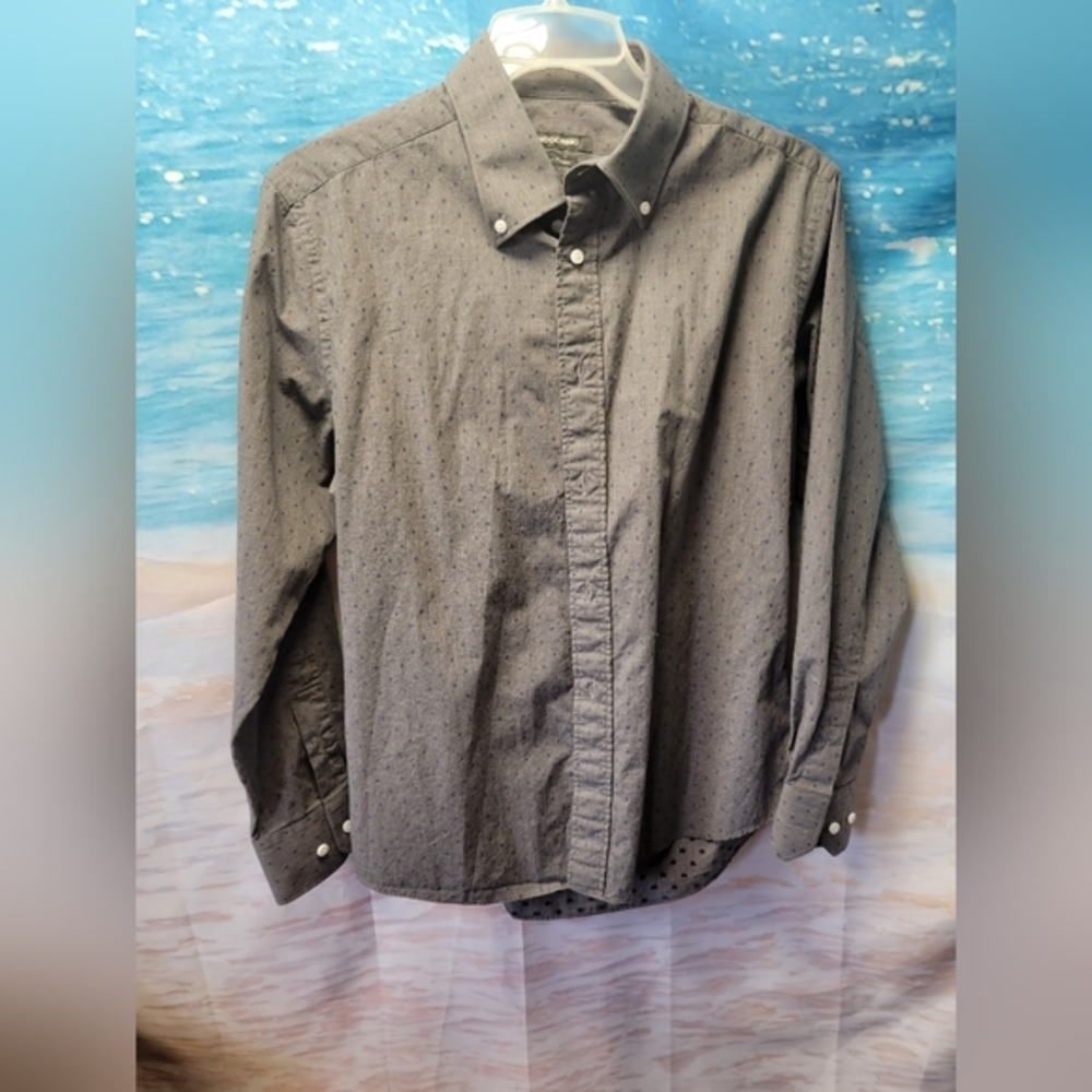 Indochino Gray & Blue Design Mens‎ Button Down Shirt no size tag